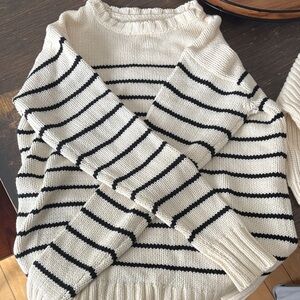 Striped Black and Cream Women's Sweater